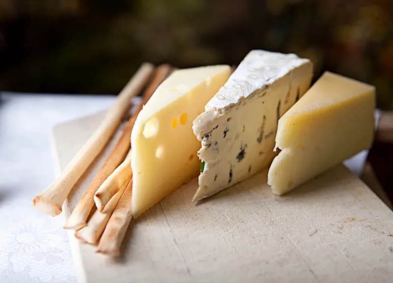 Cheese platter with various types of cheese